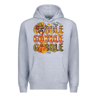 Heather Grey Gobble gobble turkey Thanksgiving Premium Hoodie - NancyCooperArtShop