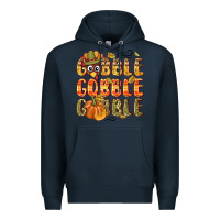 Navy Gobble gobble turkey Thanksgiving Premium Hoodie - NancyCooperArtShop