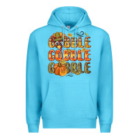 Ocean Blue Gobble gobble turkey Thanksgiving Premium Hoodie - NancyCooperArtShop