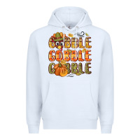 White Gobble gobble turkey Thanksgiving Premium Hoodie - NancyCooperArtShop