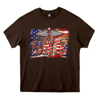 Chocolate Brown patriotic nurse certified nurse  assistant medilcal symbol  background Heavy Core Tee - BarkalooDesign