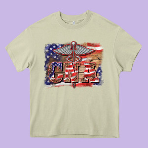 Patriotic Nurse Certified Nurse  Assistant Medilcal Symbol  Background Heavy Core Tee Designed By Barkaloodesign