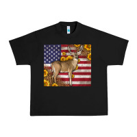 Black Western American Flag And Deer Urban Heavy Tee - LillyAllenDesigns