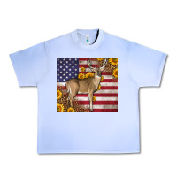 Grape Ice Western American Flag And Deer Urban Heavy Tee - LillyAllenDesigns