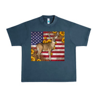 Midnight Navy Western American Flag And Deer Urban Heavy Tee - LillyAllenDesigns