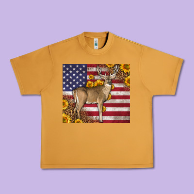 Western American Flag And Deer Urban Heavy Tee Designed By Lillyallendesigns