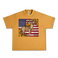 Peanut Butter Western American Flag And Deer Urban Heavy Tee - LillyAllenDesigns