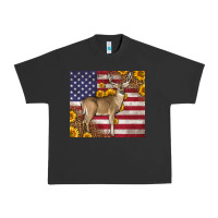 Pigment Black Western American Flag And Deer Urban Heavy Tee - LillyAllenDesigns