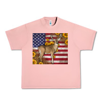 Salmon Western American Flag And Deer Urban Heavy Tee - LillyAllenDesigns