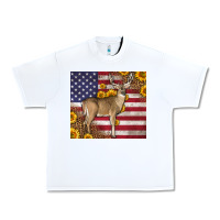 White Western American Flag And Deer Urban Heavy Tee - LillyAllenDesigns