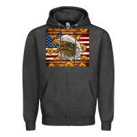 Charcoal Heather American Flag Eagle Tumbler Zipper Hoodie - LillyAllenDesigns