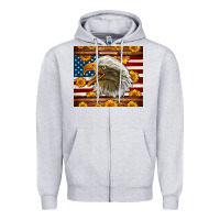 Heather Grey American Flag Eagle Tumbler Zipper Hoodie - LillyAllenDesigns