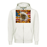 Oatmeal Heather American Flag Eagle Tumbler Zipper Hoodie - LillyAllenDesigns