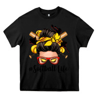 Black softball life messy bun Heavy Core Tee - Zillion Design Studio