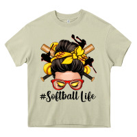 Mossy softball life messy bun Heavy Core Tee - Zillion Design Studio