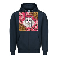 Navy ragdoll cat Zipper Hoodie - LillyAllenDesigns