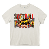 Cream softball mom messy bun Heavy Core Tee - Zillion Design Studio