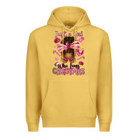 Antique Gold just a girl who loves pink christmas afro messy bu Premium Hoodie - texasbilliewilder