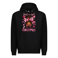 Black just a girl who loves pink christmas afro messy bu Premium Hoodie - texasbilliewilder
