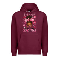 Burgundy just a girl who loves pink christmas afro messy bu Premium Hoodie - texasbilliewilder