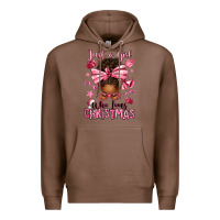 Chestnut just a girl who loves pink christmas afro messy bu Premium Hoodie - texasbilliewilder
