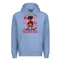 Colony Blue just a girl who loves pink christmas afro messy bu Premium Hoodie - texasbilliewilder