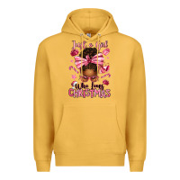 Mustard just a girl who loves pink christmas afro messy bu Premium Hoodie - texasbilliewilder