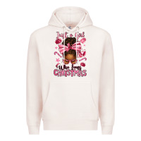 Pale Pink just a girl who loves pink christmas afro messy bu Premium Hoodie - texasbilliewilder