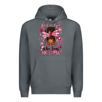 Rock just a girl who loves pink christmas afro messy bu Premium Hoodie - texasbilliewilder