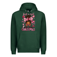 Sports Green just a girl who loves pink christmas afro messy bu Premium Hoodie - texasbilliewilder