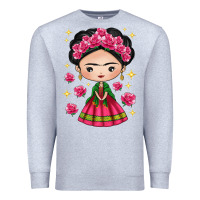 Heather Grey Mexican Girl Premium Sweatshirt - texasbilliewilder