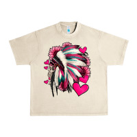Indian Headdress With Hearts Valentine's Day Urban Heavy Tee | Teevron
