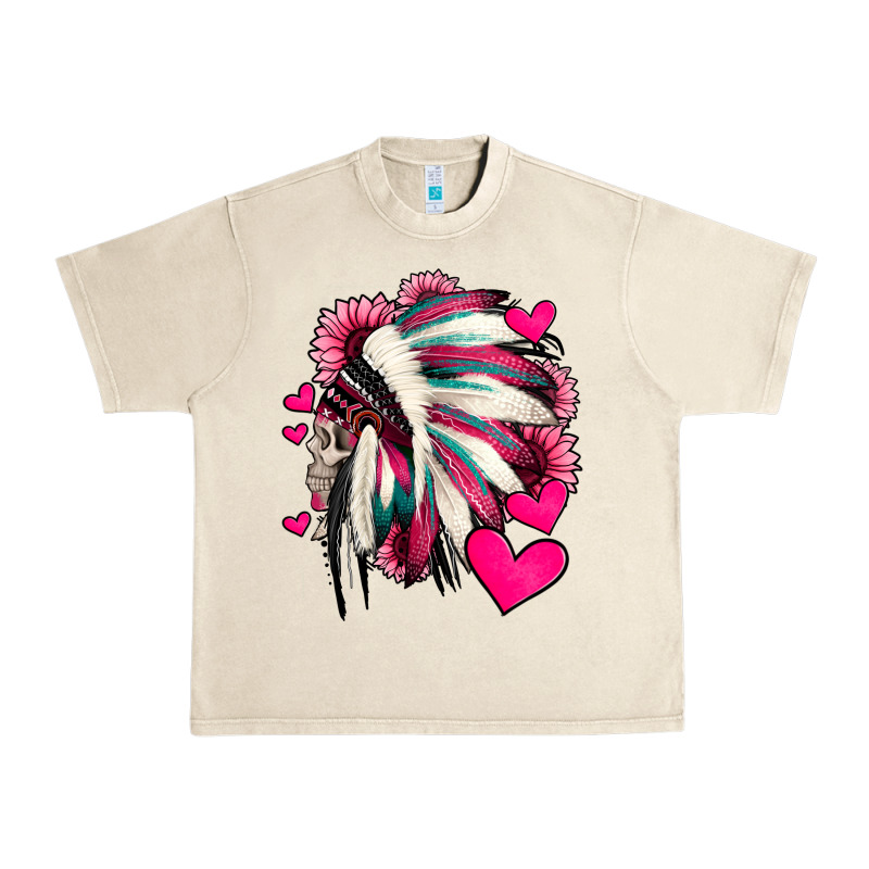 Indian Headdress With Hearts Valentine's Day Urban Heavy Tee by Jasminsmagicworld | Teevron