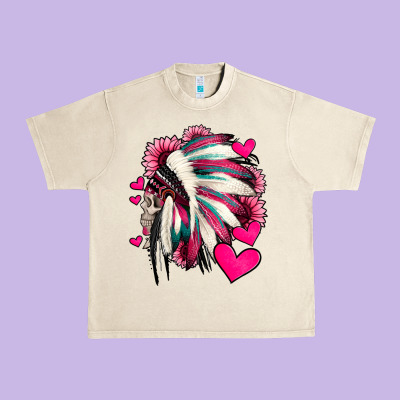 Indian Headdress With Hearts Valentine's Day Urban Heavy Tee Designed By Jasminsmagicworld
