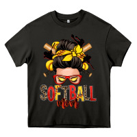 Asphalt softball mom messy bun Heavy Core Tee - Zillion Design Studio