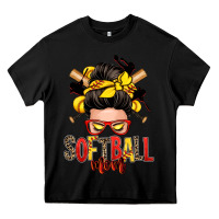 Black softball mom messy bun Heavy Core Tee - Zillion Design Studio