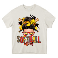 Cream softball mom messy bun Heavy Core Tee - Zillion Design Studio