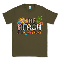 Army Green the beach is my happy place Classic Tee - MaliasSmallBusiness