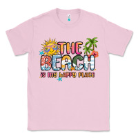 Bubblegum Pink the beach is my happy place Classic Tee - MaliasSmallBusiness