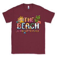 Burgundy the beach is my happy place Classic Tee - MaliasSmallBusiness