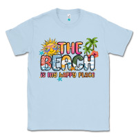 Dusty Blue the beach is my happy place Classic Tee - MaliasSmallBusiness