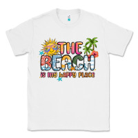 White the beach is my happy place Classic Tee - MaliasSmallBusiness
