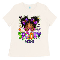Bone Spooky Mini Halloween Messy Bun Ladies Tee - texasbilliewilder