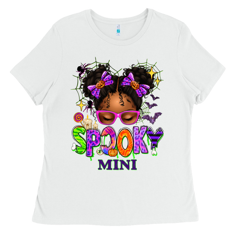 Spooky Mini Halloween Messy Bun Ladies Tee by texasbilliewilder | Teevron