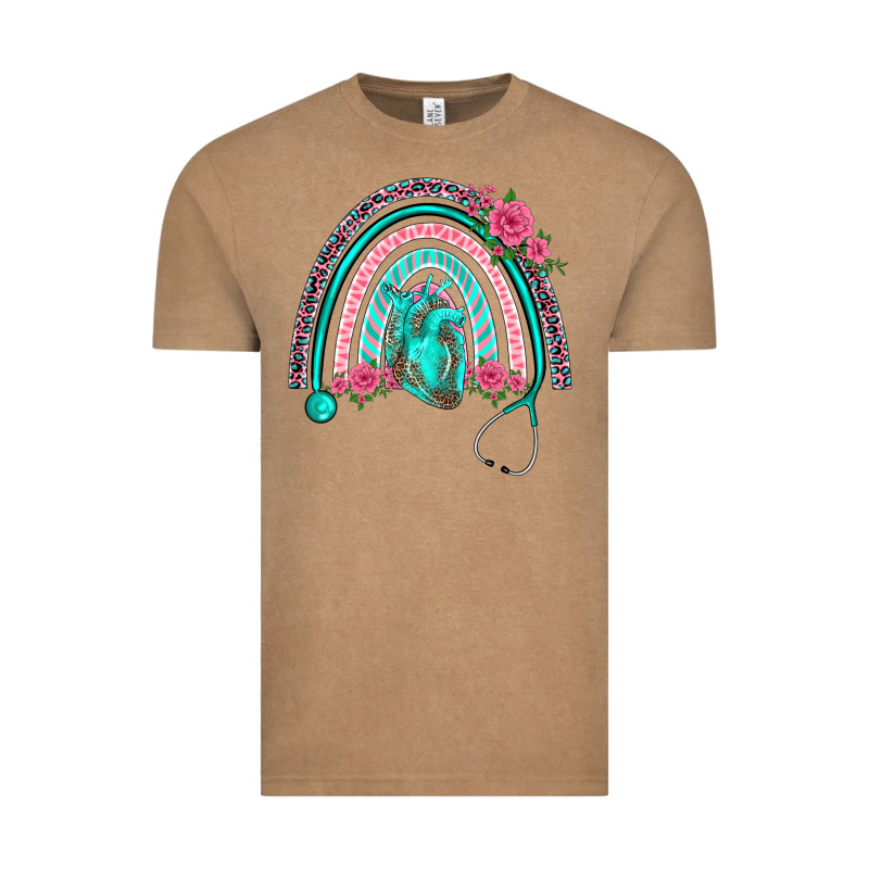 Nurse Life Spring Stethoscope Heart Rainbow Vintage Tee by BarkalooDesign | Teevron