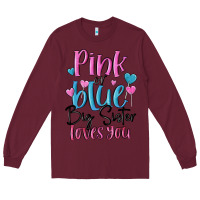 Burgundy pink or blue big sister loves you Long Sleeve Tee - MaliasSmallBusiness