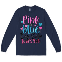 Navy pink or blue big sister loves you Long Sleeve Tee - MaliasSmallBusiness