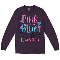 Plum pink or blue big sister loves you Long Sleeve Tee - MaliasSmallBusiness