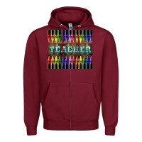 Burgundy Teacher Crayons Tumbler Zipper Hoodie - LillyAllenDesigns