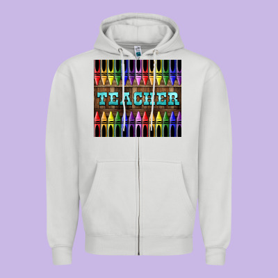 Teacher Crayons Tumbler Zipper Hoodie Designed By Lillyallendesigns